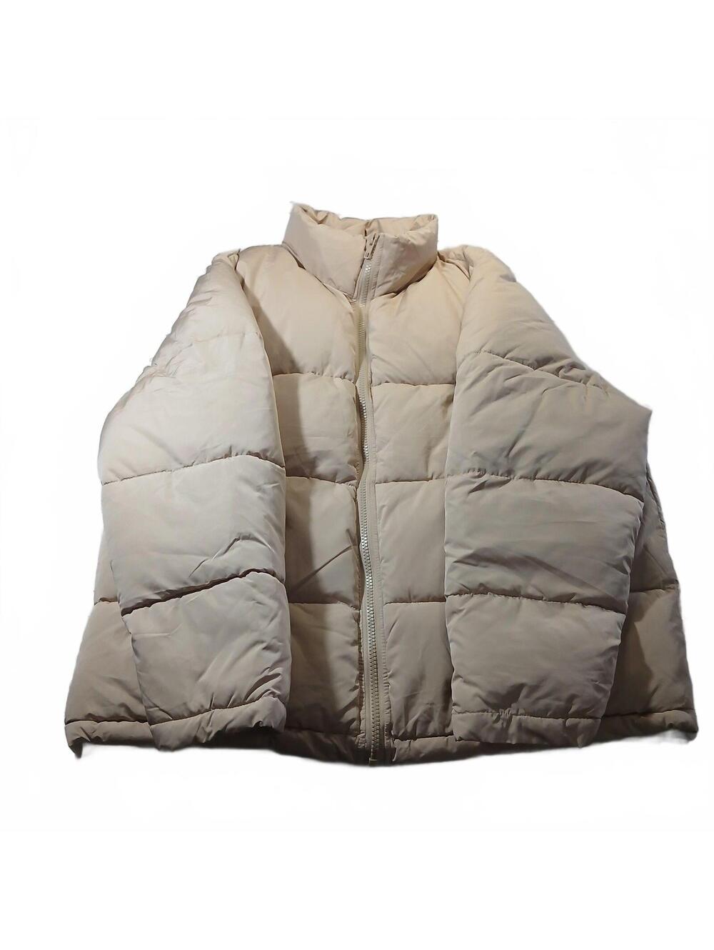 Forever 21 Streetwear Puffer Jacket Beige Oversized Zip Front Size XXL